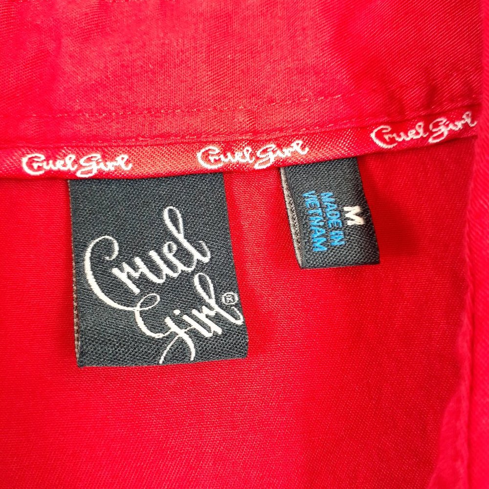 Cruel Girl Red Cotton Long Sleeve Button Down Top_7